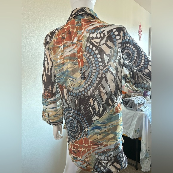 Flair vintage Button Down V-Neck long 
Sleeve Shirt Top Blouse
Size L - Picture 3 of 9
